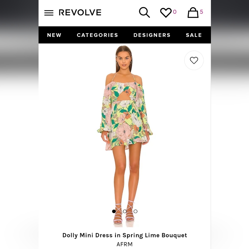 AFRM / Revolve Dolly Mini Dress in Spring Lime Bouquet (S/P)